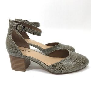 Torrid Textured Snake Print Block Heel Pumps Women's Size 10.5W Wide Ankle Strap